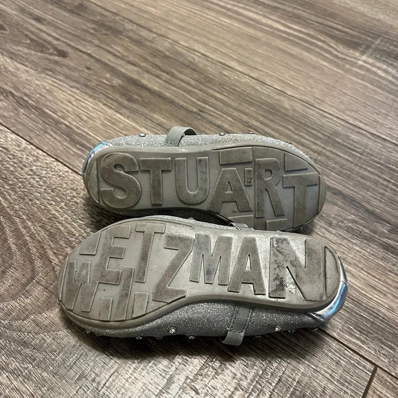 Stuart Weitzman Fannie Sparkle Girls Silver ballet flat Shoes Size 8 Pre-Owned - Picture 4 of 7